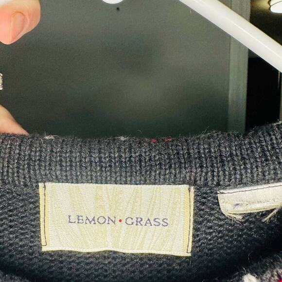 Vintage Lemon Grass Crew Neck Beaded Christmas Santa Tree Ugly Sweater size M - Picture 5 of 7